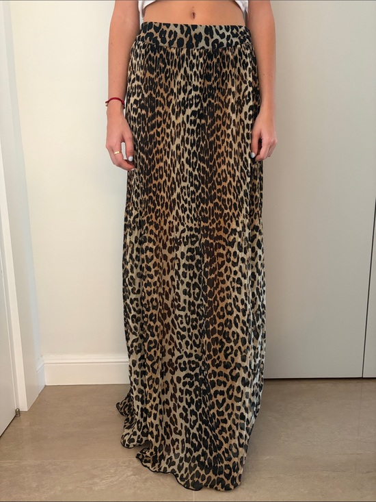 Ganni Dresses & Skirts - Ganni Leopard Print Maxi Skirt Semi Sheer